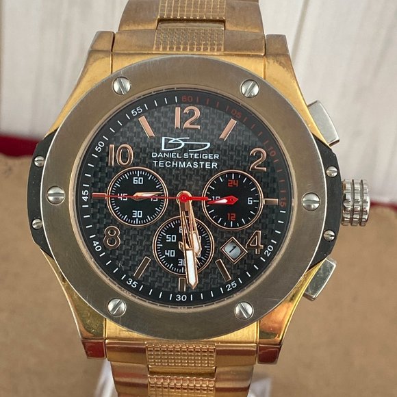 Techmaster Chronograph Luxury Watch by Designer Daniel Steiger Stainless Steel - Picture 1 of 7
